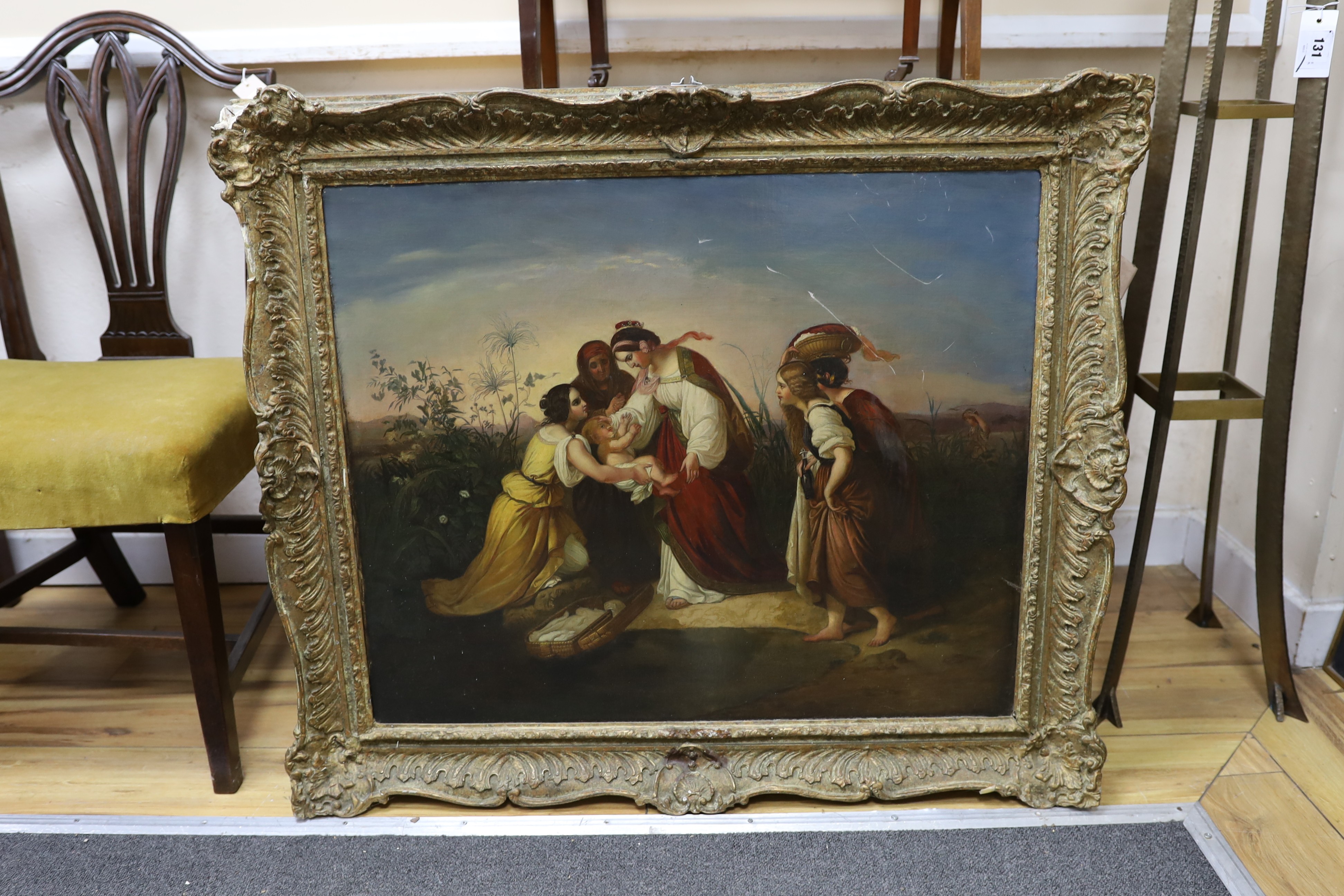 Attributed to William Edward Frost (1810-1877), oil on canvas, 'The Finding of Moses', 62 x 75cm